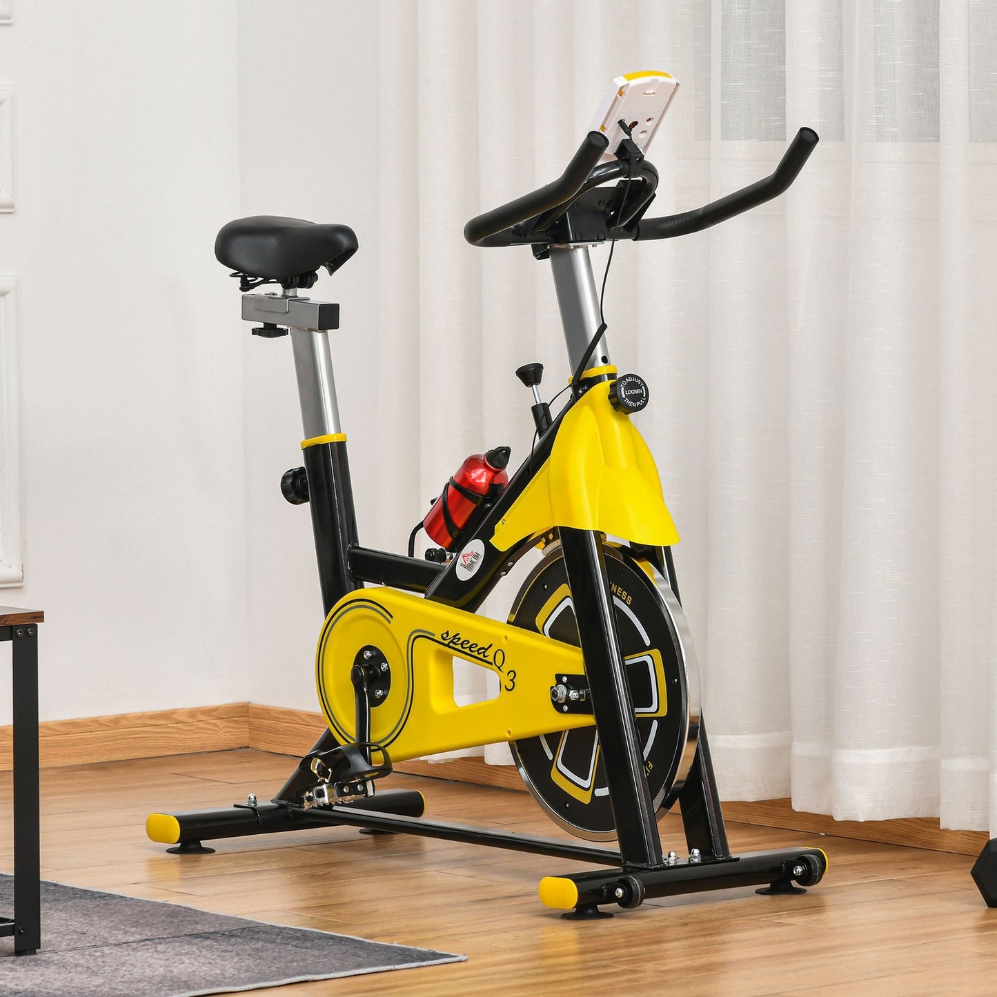 HOMCOM Exercise Bike W/ 6Kg Flywheel Belt Drive, Adjustable Resistance
